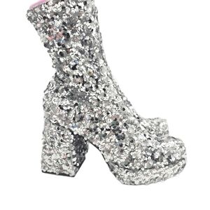 Abound Steffie Silver Sequin Platform Booties Women's Size 6.5 NWOT